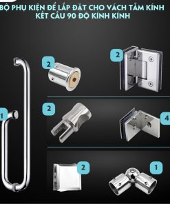 phụ kiện vách tắm kính vuông góc mở quay