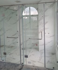 vách tắm kính 2 ngăn mở quay
