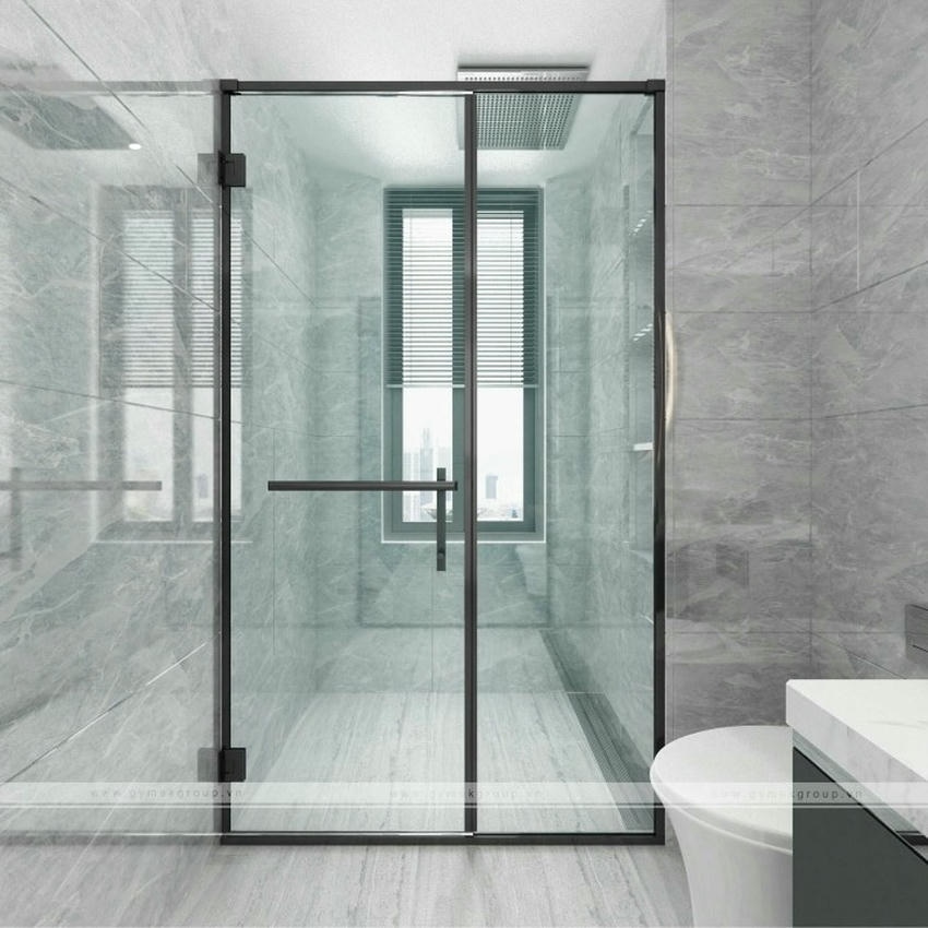 phòng tắm kính slim mở quay 2 tấm kính