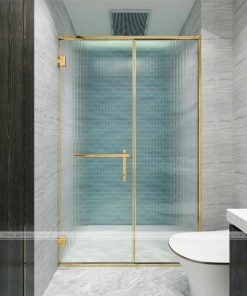 vách tắm kính mở quay phụ kiện mạ vàng