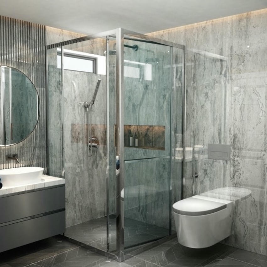 Vách tắm kính mở trượt vuông góc
