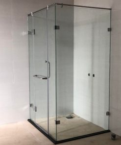 vách tắm kính vuông góc mở quay