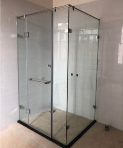 vách tắm kính vuông góc mở quay