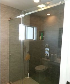 phòng tắm kính trượt ray inox