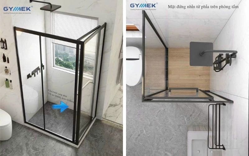 Gemek phụ kiện cabin tắm kính trượt vuông góc