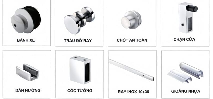 phụ kiện vách tắm kính trượt 10x30