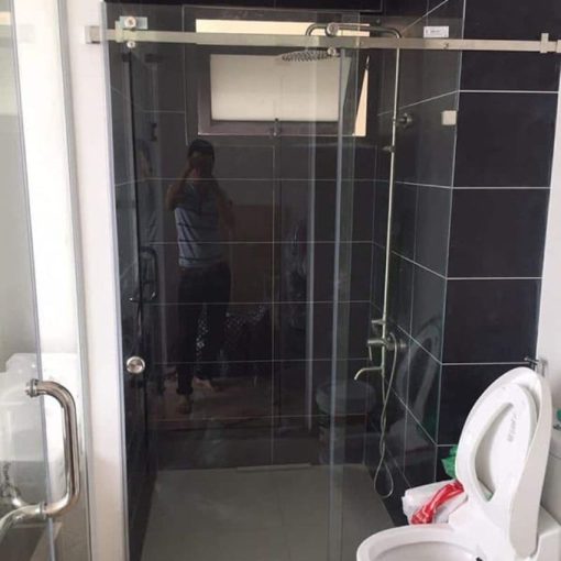 cabin tắm kính mở trượt ray inox 10x30