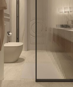Vách kính nhà tắm không cửa kính sọc