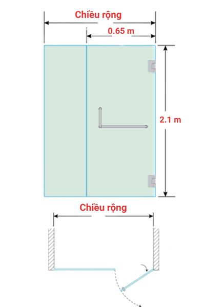 Vách tắm kính mở quay 2 tấm kính Ảnh