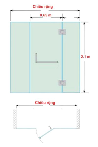 Vách tắm kính mở quay 3 tấm kính Ảnh