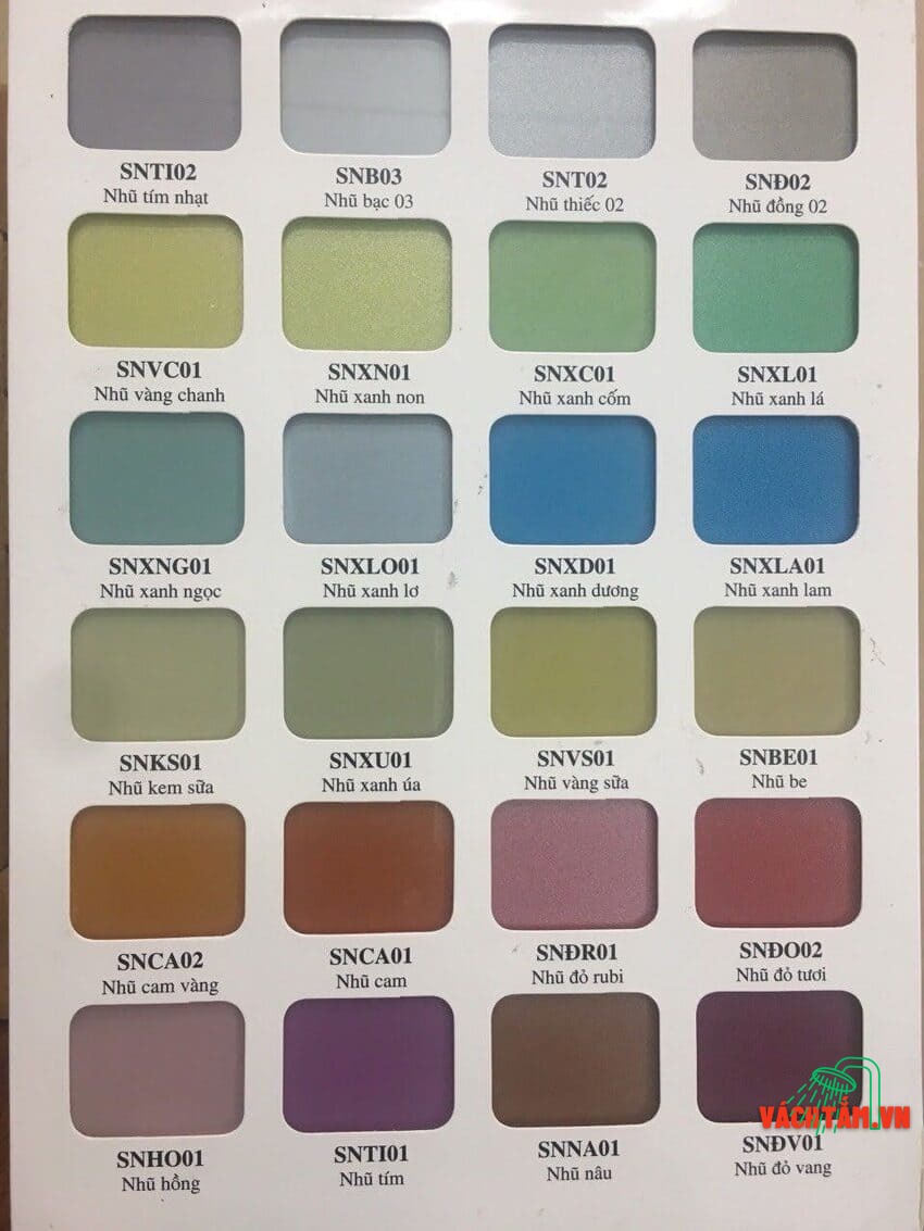 Kính ốp bếp Hải Long - Kính cường lực sơn màu theo yêu cầu Bảng màu kính ốp bếp Hải Long - các màu nhũ