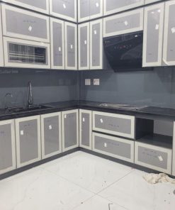 Kính ốp bếp Hải Long - Kính cường lực sơn màu theo yêu cầu Kính ốp bếp Hải Long màu ghi