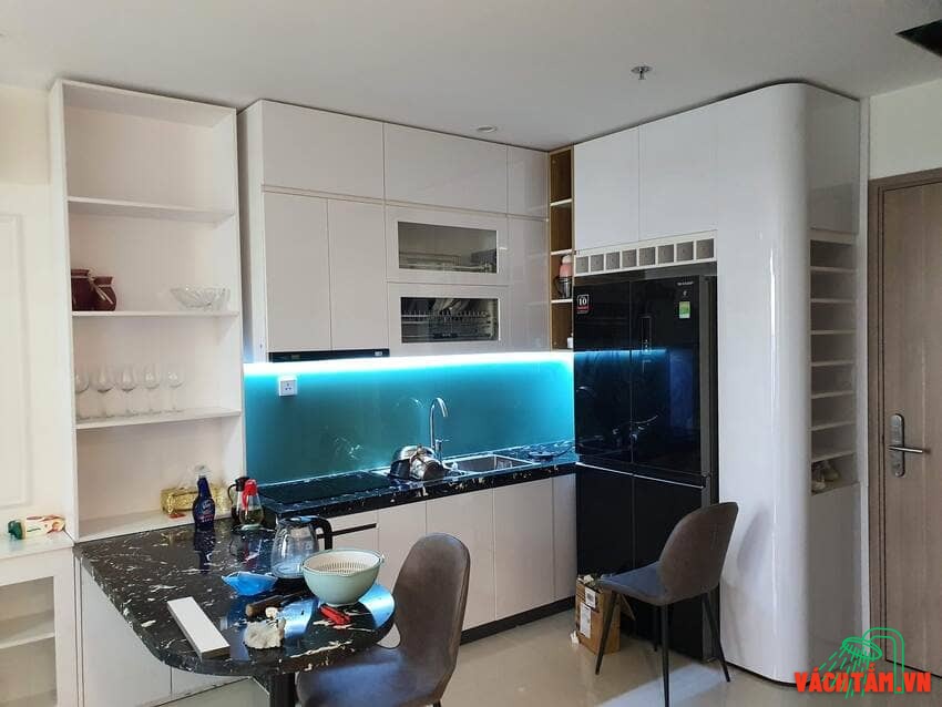 Mẫu kính xanh ngọc hiện đại Kính ốp bếp màu xanh ngọc